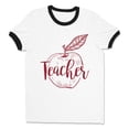 thumbnail image 1 of Teacher Apple Ringer Tee Shirt Unisex 2X-Large White/Black, 1 of 5