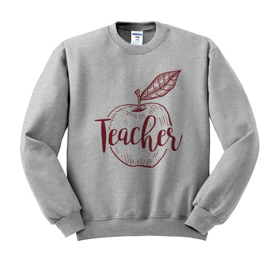 Teacher Apple Sweatshirt Unisex 4X-Large Grey