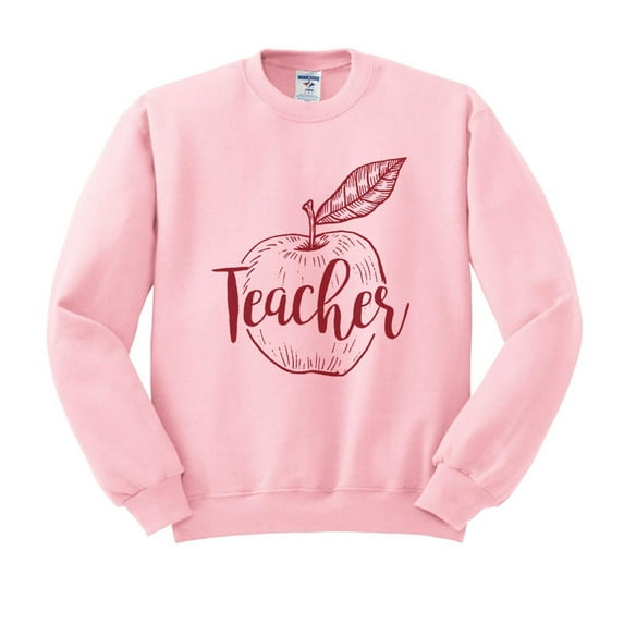 Teacher Apple Sweatshirt Unisex X-Large Pink