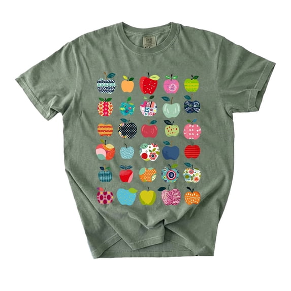 Teacher Apple T-Shirt, Retro Back to School Graphic, Cotton Tee