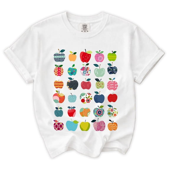 Teacher Apple T-Shirt, Retro Back to School Graphic, Cotton Tee