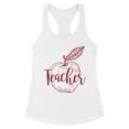 thumbnail image 1 of Teacher Apple Tank Top Fitted Racerback Women's Small White, 1 of 5