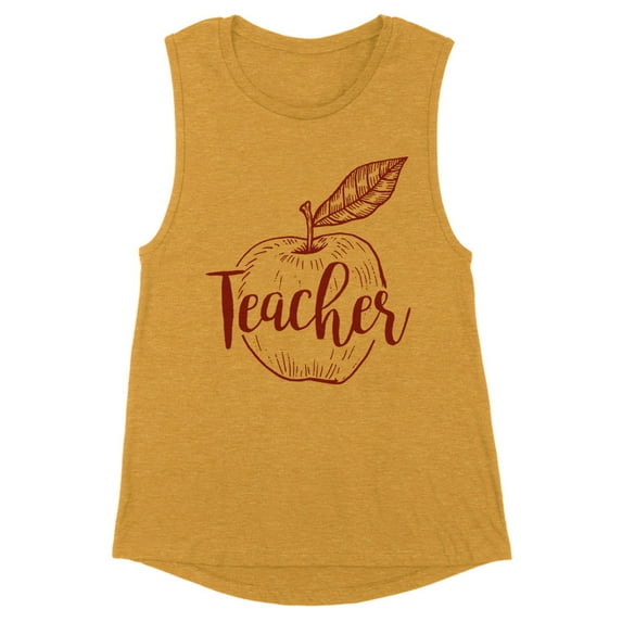 Teacher Apple Women's Muscle Tank X-Large Antique Gold