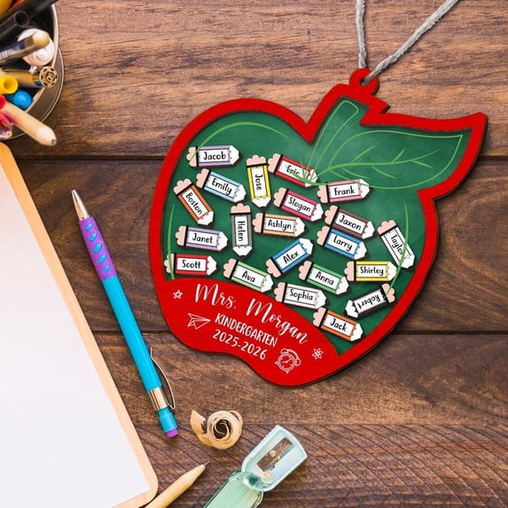 Teacher Appreciation Apple – Custom Student Name Sign, Thank You Teacher Gift, Personalized Classroom Decor & Teacher Ornament