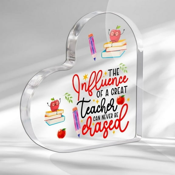 Teacher Appreciation Gift Acrylic Desk Decor with Inspirational Colorful School-Themed Illustrations for Classroom Home Office Decoration Ideal Graduation or Thank You Gift Educators Teacher Gifts