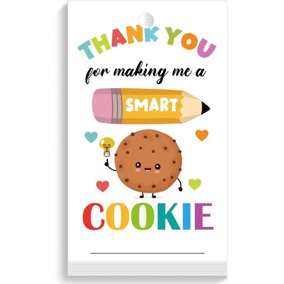 Teacher Appreciation Gift Tags Smart Cookie Writing Thank You Tag, Thank You for Make me a Smart Cookie Tag Card for Teacher, End of School Year Tags Gift Tags