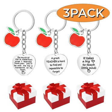 Teacher Appreciation Gift Teachers Keychain with Gift Boxes Graduation Christmas Gifts Heart Shape Pendant for Teachers Thank You Gift 3Pcs