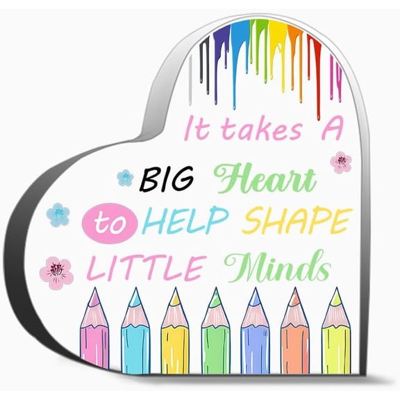 Teacher Appreciation Gift for Women - Acrylic Keepsake Paperweight, Nurse Graduation Gift, Thank You Acrylic Heart Shape Decor Sign, 6"X6"Inch