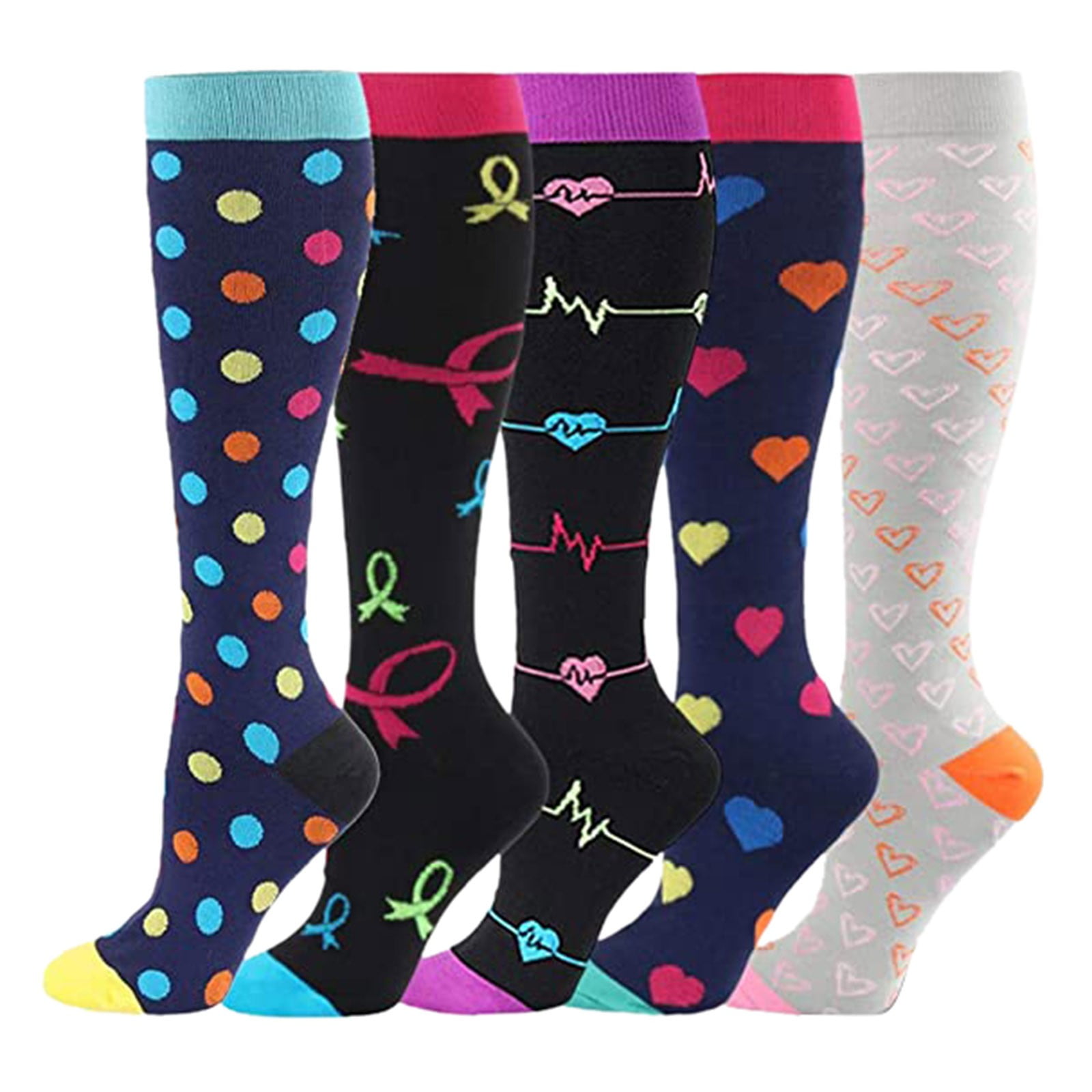 Teacher Appreciation Gifts AXXD Ankle Socks Women,Unisex 5 Pairs Socks Brede Kalf Compressie Sports Socks