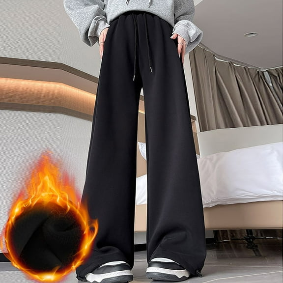 Teacher Appreciation Gifts AXXD Black Velvet Pants Women Summer Velvet Plush Solid Color Leggings Loose Casual Straight Tube Large Length Pants Mother's Day