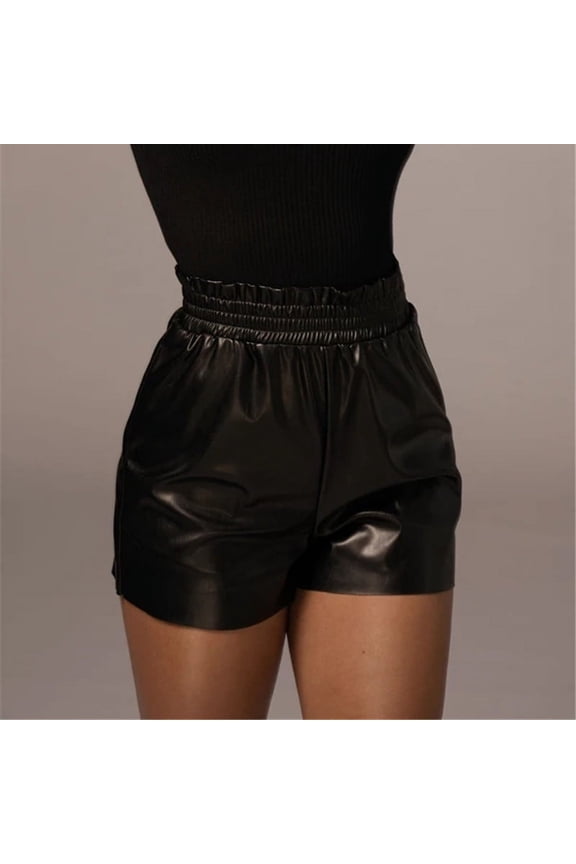 Teacher Appreciation Gifts AXXD Butt Lifting Shorts,High Waist Faux Leather Solid Biker Shorts Women Set Black 4