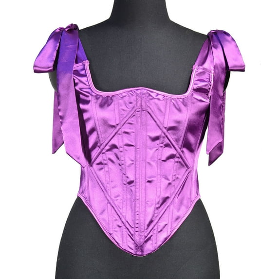 AXXD Corsets for Men Clearance,Lace-up Floral Print Fishbone Court Vintage Corset Straps Tank Top Women'S Shapewear Purple 4