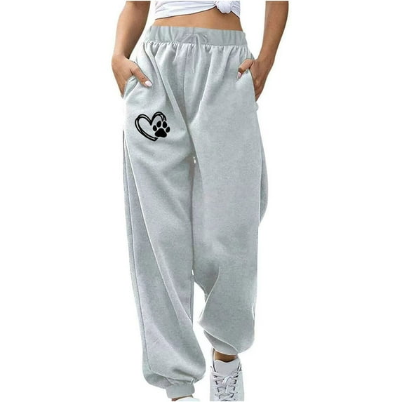 Teacher Appreciation Gifts AXXD Gray Sweatpants for Women Fall Joggers Velvet Hiking Pants Casual Love Print Padded Sweatpants Valentine's Day