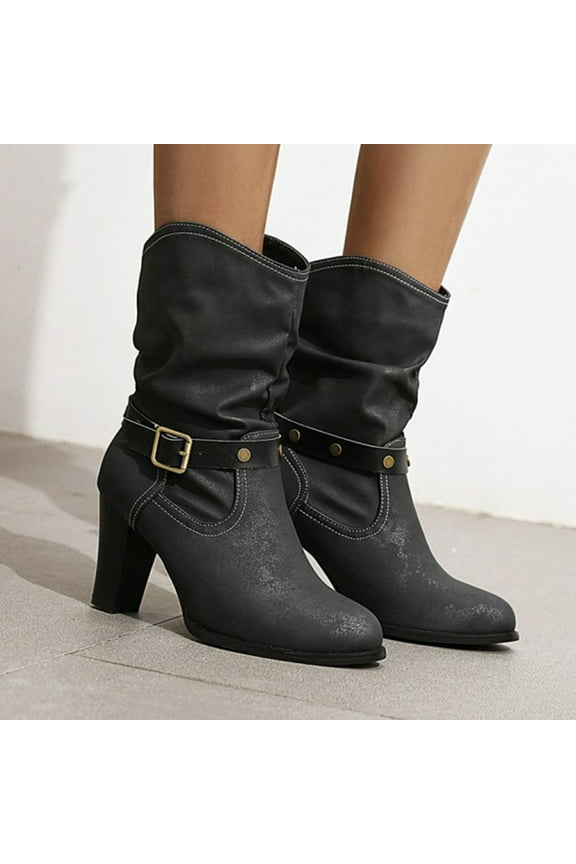 Teacher Appreciation Gifts AXXD High Heels Shoes,Knee High Boots Women Knee-High Fall Autumn Ladies Daily Dress Shoes For Women Slouch Mid-Calf Boot Women Shoes For Clearence