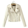thumbnail image 1 of AXXD Jackets for Women,Faux Leather Jacket Women Cropped Long Sleeve Zip Turndown Notch Lapel Solid Color Coat Jacket White Size 2XL(US:12), 1 of 4