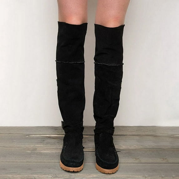 Teacher Appreciation Gifts AXXD Low-Heeled Knee High Boots,Fall Mid-Calf Boot Womens Shoes Dressy Casual Over-the-Knee Soft Cowboy Boots For Women Couples