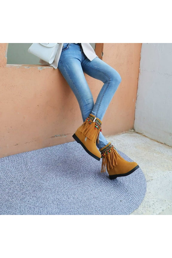 Teacher Appreciation Gifts AXXD Low-Heeled Mid-Calf Boots,Womens Winter Boots Outdoor Slouch Fall Autumn Knee-High Womens Fall Shoes Couples Hiker Boots Women Shoes For Clearence