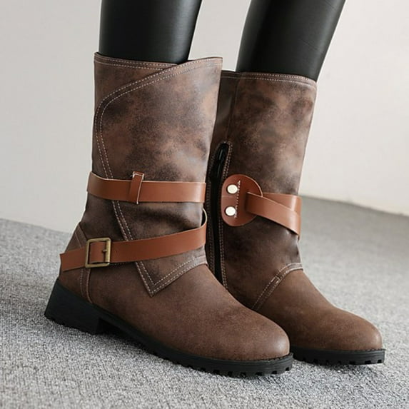 Teacher Appreciation Gifts AXXD Mid-Calf Boots,Soft Mid-Calf Boot Mom Womens Shoes Dressy Casual Ankle Boots For Women Over-the-Knee Winter Shoes For Clearence