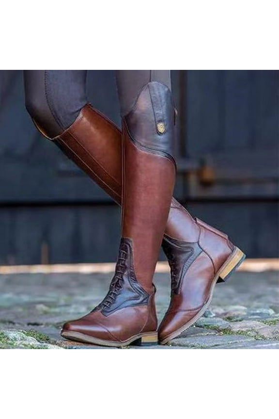 Knee High Boots Women,Winter Boots for Women,Round Toe,Zip-Up,Rubber,Heel Height 0.8 in,35-43