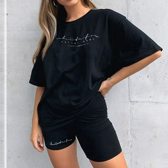 Teacher Appreciation Gifts AXXD Woman Bermuda Shorts Casual Summer Printing Short Sleeve Top And Shorts Set Gift for women under 10$