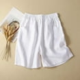 thumbnail image 1 of Teacher Appreciation Gifts AXXD Woman Cotton Biker Shorts Summer Elastic High Waist Linen Pant Pockets Shorts Half Shorts Pants Spring Summer Savings Clearance, 1 of 5