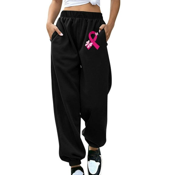 Teacher Appreciation Gifts AXXD Women Sweatpants With Pockets Under $10 Black Fall Joggers Comfortable Casual Belt Pocket Tight Mouth Printed Sweatpants Long Pants Valentine's Day