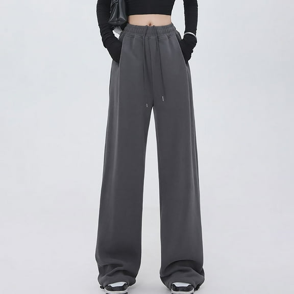 Teacher Appreciation Gifts AXXD Womens Pants Silver Fall Wide Leg Solid Color Loose Casual Straight Tube Large Size Long Pants Valentine's Day