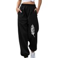 thumbnail image 1 of Teacher Appreciation Gifts AXXD Womens Sweatpants Black Spring Fall Winter Halloween Fitness Sport Relaxed Loose Printing Elastic Waist Long Pant with Pocket Valentine's Day, 1 of 3