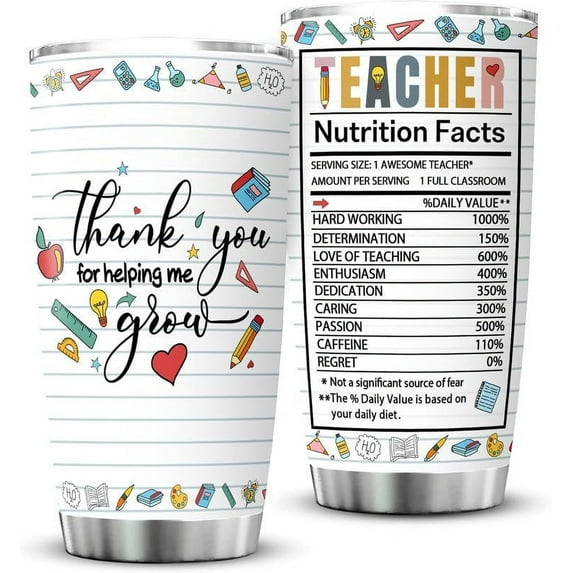 Teacher Appreciation Gifts Best Teacher Gifts for Women Back to School Tumbler Thank You Gifts Back to School Christmas Gifts for Teacher Coffee Mug Stainless Steel Tumbler with Lid And Straws 20oz
