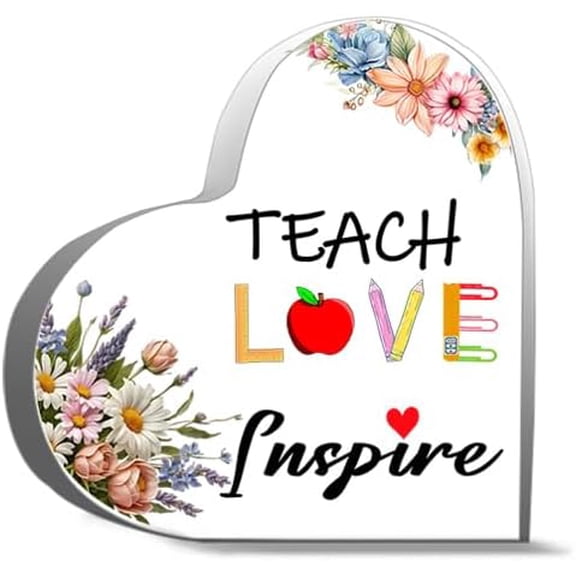 Teacher Appreciation Gifts For Women Acrylic Keepsake And Paperweight Teacher Gifts For Nurse Plaque Desk Decor Acrylic Heart 4"X4"