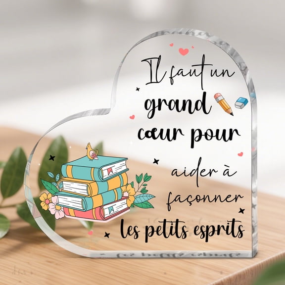 Teacher Appreciation Gifts Heart Shaped Acrylic Plaque 3.9X3.9 Inch It Takes a Broad Heart to Shape Young Minds Quote Graduation Present for Educators Dad Mom Home Office Decor