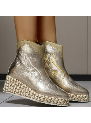 Gold wedge cheap boots