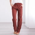 thumbnail image 1 of Teacher Appreciation Gifts POROPL Work Pants Women Drawstring Elastic Waist Long Straight Pants Wine Size 3XL, 1 of 4