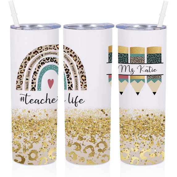 Teacher Appreciation Gifts, Personalized Teacher Tumbler, Graduation Gifts from Students, Birthday Gifts for Teacher, Thank You Gifts Back to School - 20oz Stainless Steel Skinny Tumbler Insulated Cup