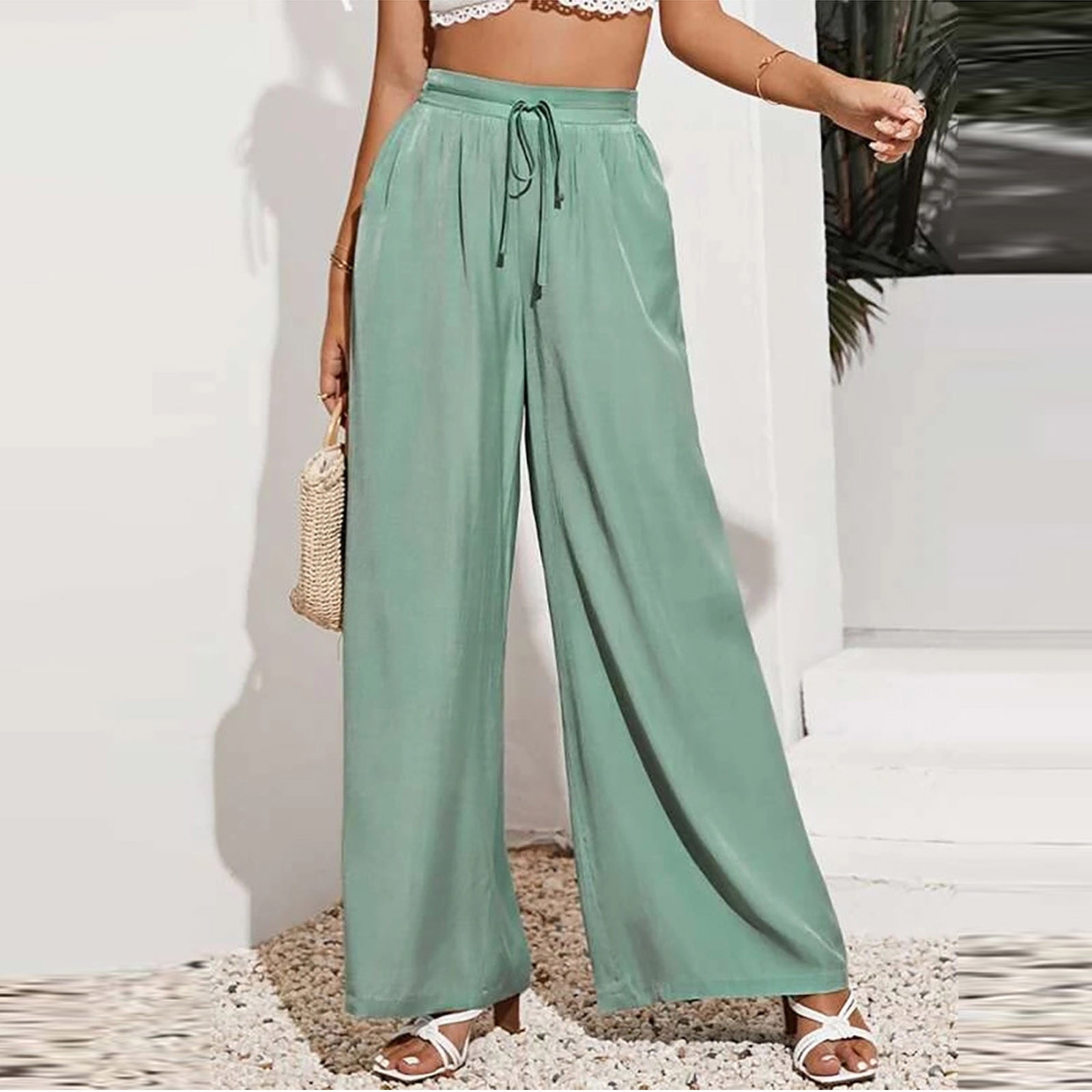 Women Plus Size Casual Loose Plus Size Palazzo Pants Wide Leg Pant Summer  Trousers Spring Clothing Fashion Streetwear XL 4XL From Lababy, $9.55