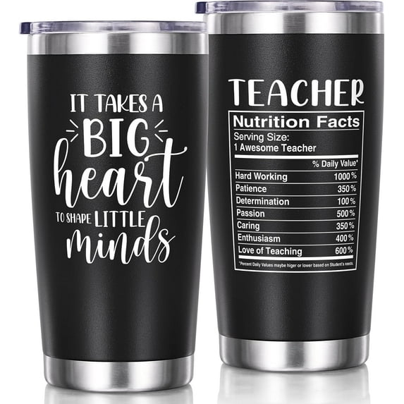 Teacher Appreciation Gifts, Teachers Day Week Gift, 20 OZ Tumbler Best Teacher Gifts from Student Big Heart Insulated Cup Unique Graduation Retirement Appreciation Thank You Birthday Gift for Teachers