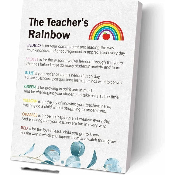 Teacher Appreciation Gifts, Thank You Gifts for Principal Teacher Nanny Mentor - The Teacher''s Rainbow Inspirational Wall Art - Perfect Gifts for Retirement & Thanksgiving Women Men