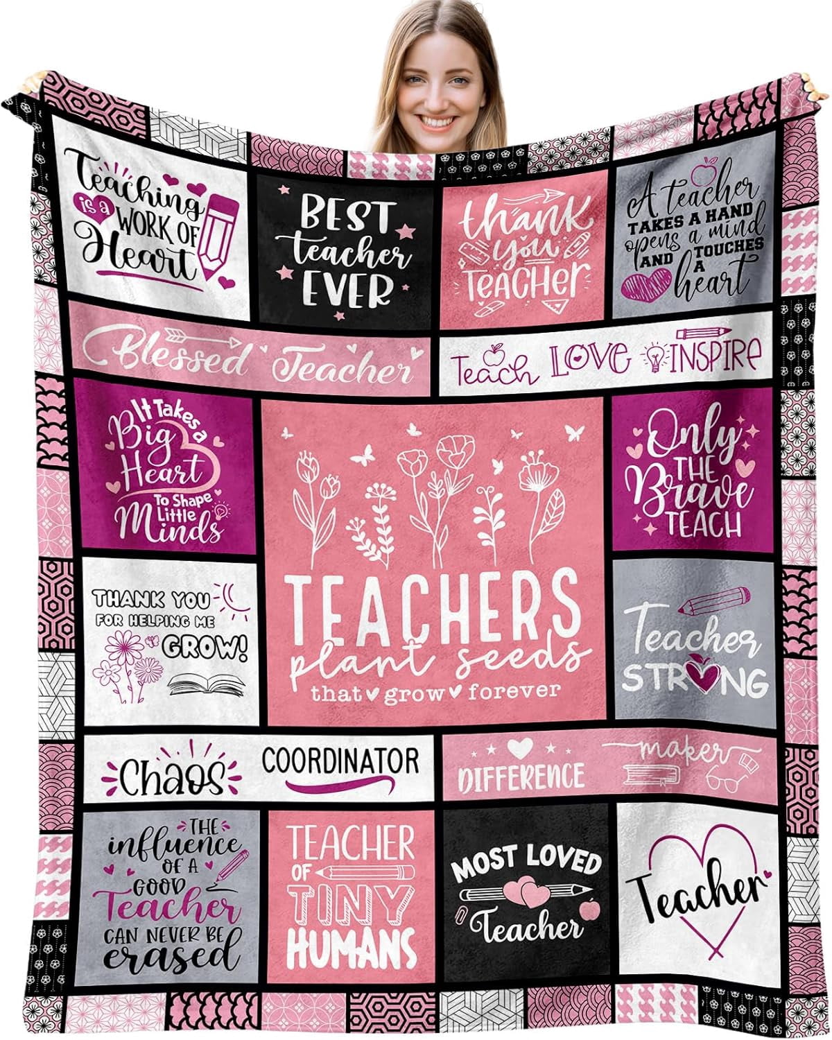 Teacher Appreciation Gifts for Women Blanket 60" x 50", Gifts for Teachers Women Appreciation Week/Day, Thank You Teachers Gifts Idea, Best New Female Teacher Gift