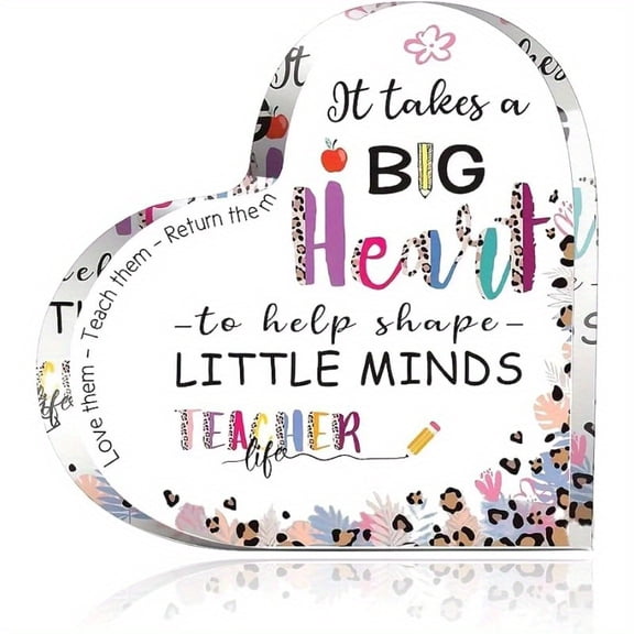 Teacher Appreciation Gifts for Women Heart Shaped Acrylic Plaque 3.9X3.9 Inch Thank You Graduation Teachers Appreciation Week Gift End of Year Present from Student Classroom Decor