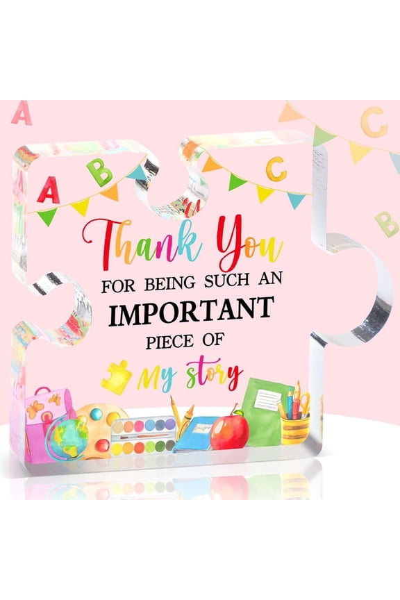 Teacher Appreciation Gifts For Women Men Thank You Engraved Acrylic Block Puzzle Heartwarming Teacher Gift Paperweights Cute Student Teacher Gifts Novelty Daycare Teacher G,1 * Puzzle