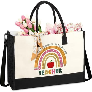 Teacher Appreciation Gifts for Teachers Women Friends Sister Large Personalized Canvas Tote Bag with Shoulder Strap