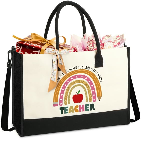 Teacher Appreciation Gifts for Teachers Women Friends Sister Large Personalized Canvas Tote Bag with Shoulder Strap