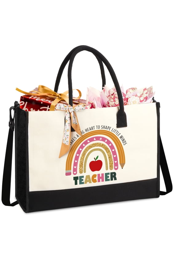 Teacher Appreciation Gifts for Teachers Women Friends Sister Large Personalized Canvas Tote Bag with Shoulder Strap