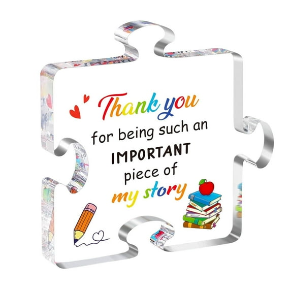 Teacher Appreciation Gifts for Women & Men, Acrylic Block Puzzle Paperweight, 4.72x4.72 in, Thank You Gifts for Teachers, Educators, B, Paperweights