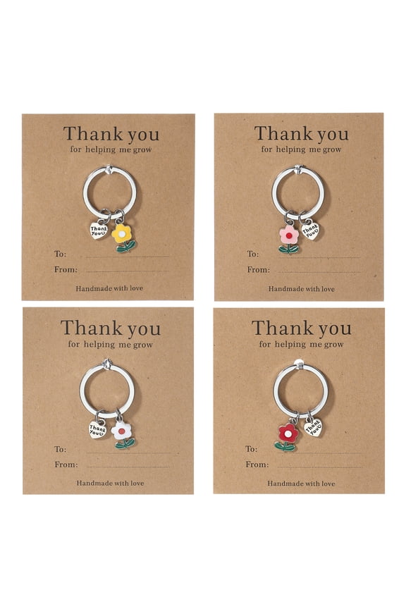 Teacher Appreciation Keychain Flower Pendant Charm Keyring,Yellow/Red/White/Pink