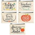 thumbnail image 1 of Teacher Appreciation Pouches with Zipper for Pencils, Stationery, Toiletries, 5 Festive Designs, Makeup Bags, Travel Cosmetic Pouch for Women (9x6 Inches, 5-Pack), 1 of 9