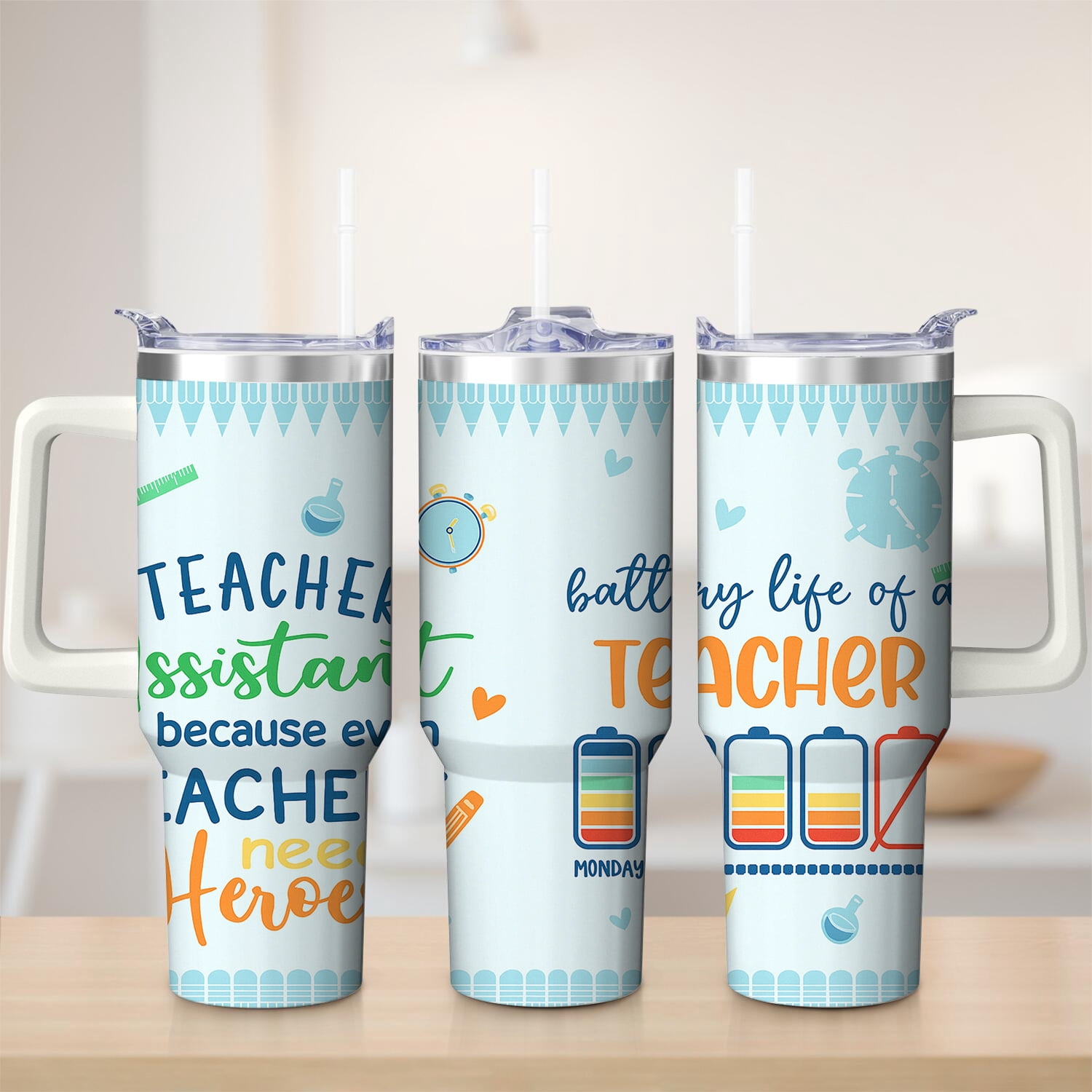 Teacher Appreciation Stainless Steel Insulated Mug with Lid and Handle ...