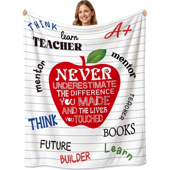 Teacher Appreciation Throw Blanket Thick 60''x50'' Extra Cozy Soft Heavyweight Fleece Couch Blanket Back to School Retirement Thank You Teacher Appreciation Gifts for Educators