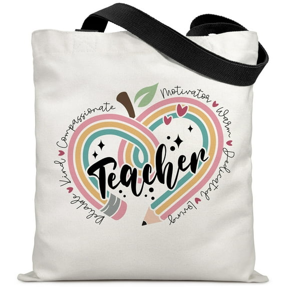Teacher Appreciation Tote Bag, Aesthetic Canvas Gift Bags for Teachers, Reusable Shopping Shoulder Tote Bag for Women