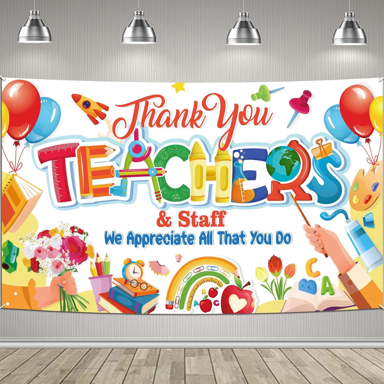 Teacher Appreciation Week Backdrop Banner School Classroom Decorations